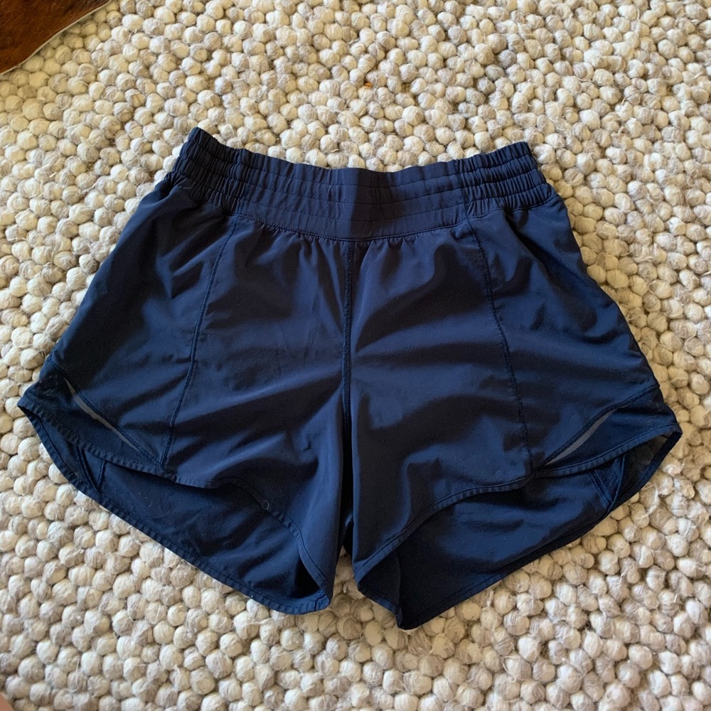 Navy Lululemon Hotty Hot shorts 4” high waisted - Picture 2 of 13